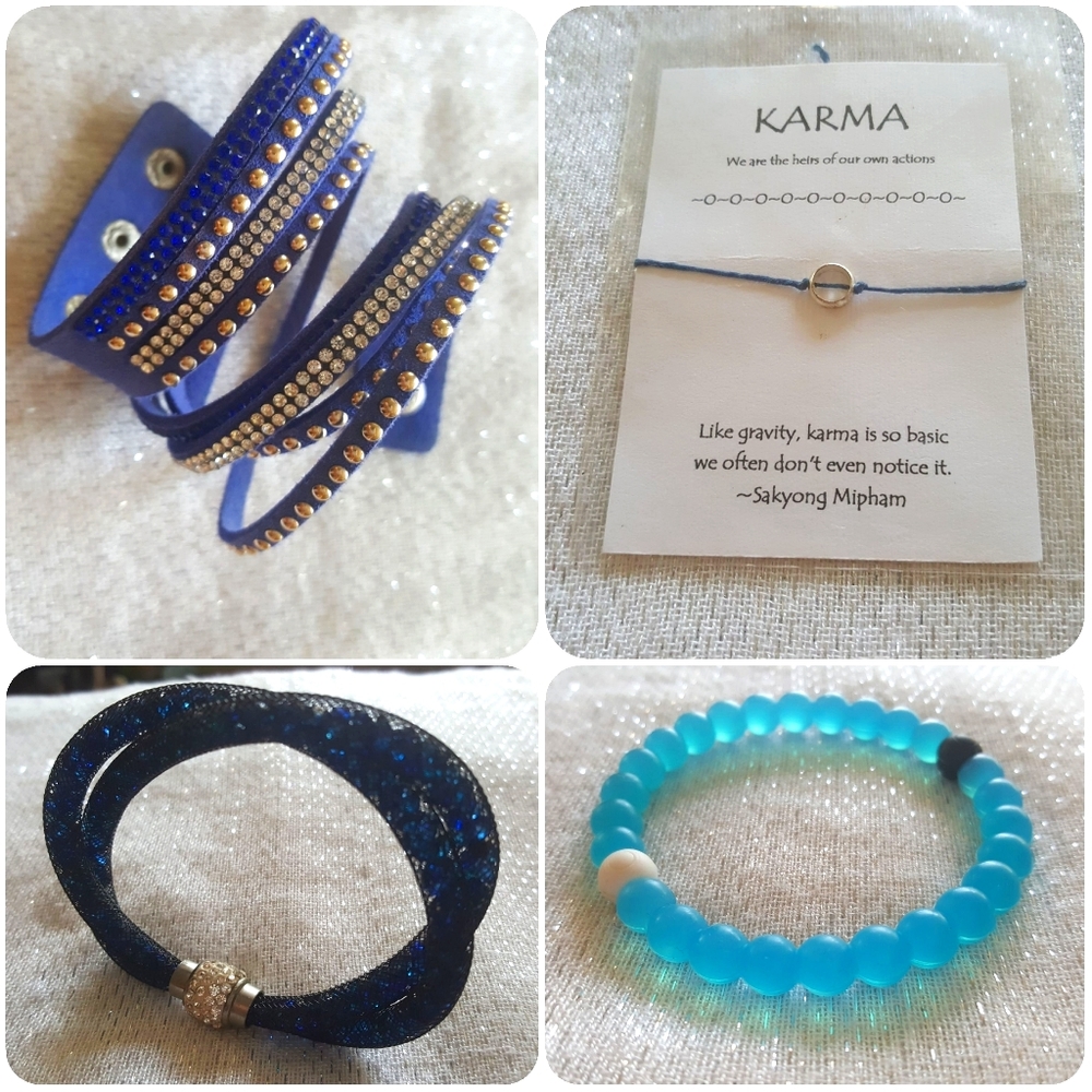 Group of four bracelets/Blue color story
